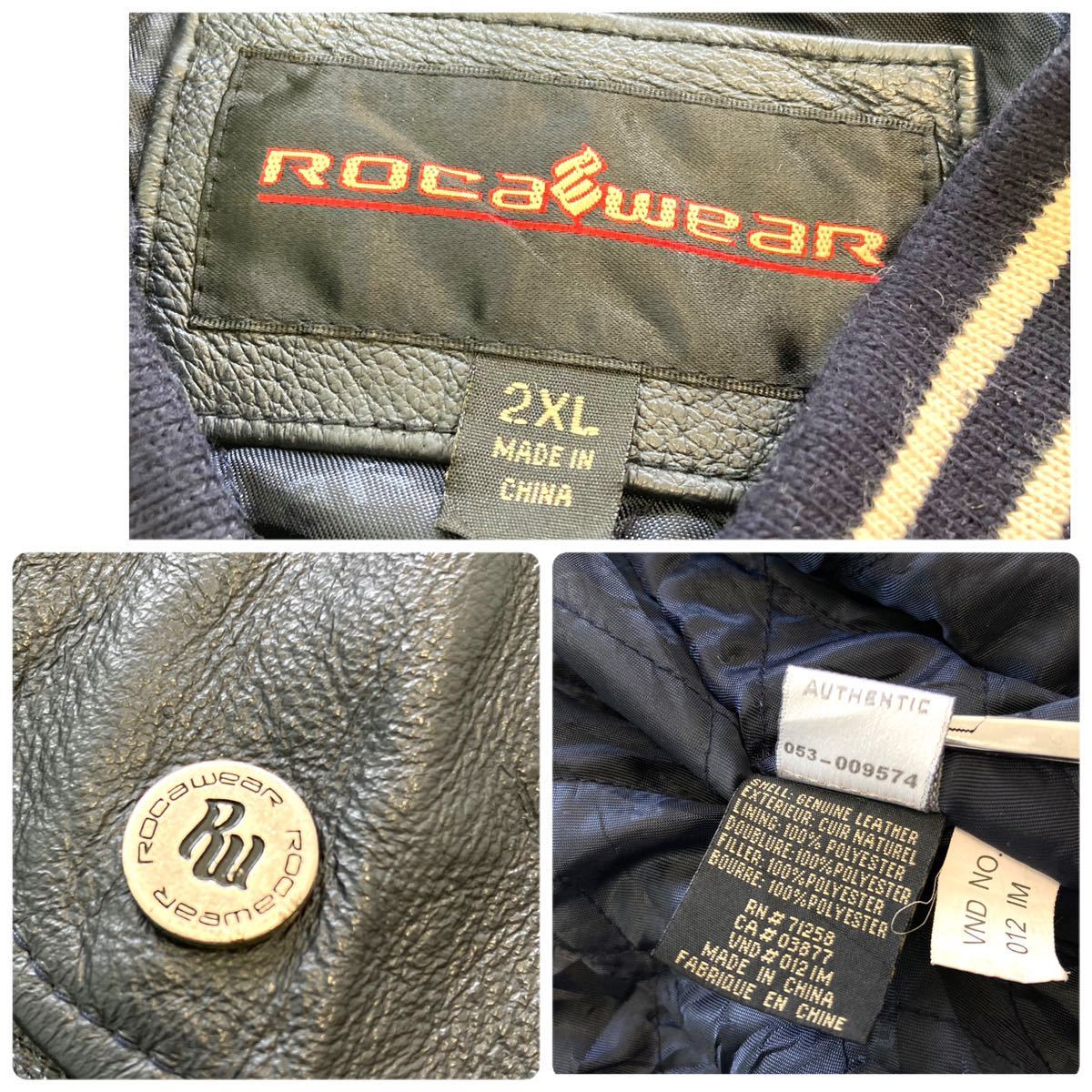 Rocawear】ロカウェア オールレザージャケット スタジャン 刺繍ロゴ