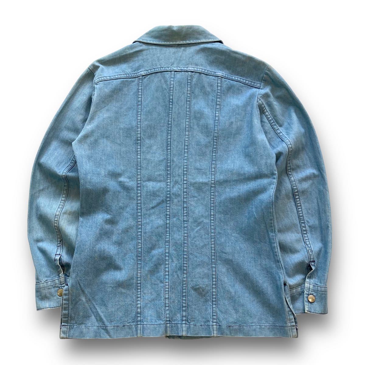 Lee】70s リー オープンカラー デニムシャツ USA製 大文字三角 Lee】70s リー オープンカラー デニムシャツ USA製 大文字三角