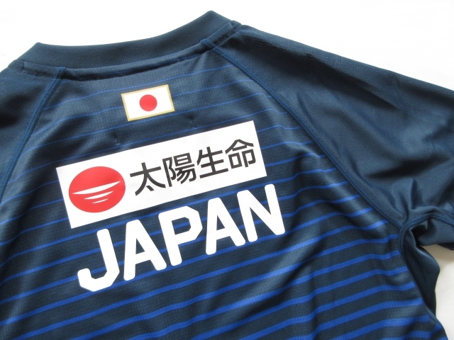 S メンズ 未使用 CANTERBURY カンタベリー ラグビー日本代表 支給品 プラクティス Tシャツ ネイビー ボーダー スポンサー入り 高機能素材_画像4