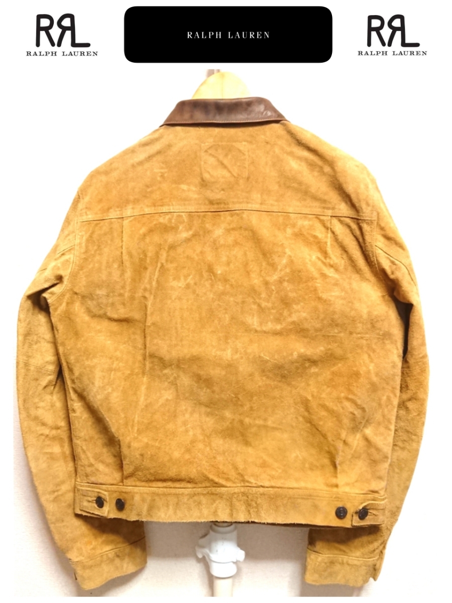 新品 236,520円 RRL Roughout Suede Leather Weston JKT USED加工 2nd型 最高級衿カーフレザーヴィンテージスエードウェストンジャケット M_画像6