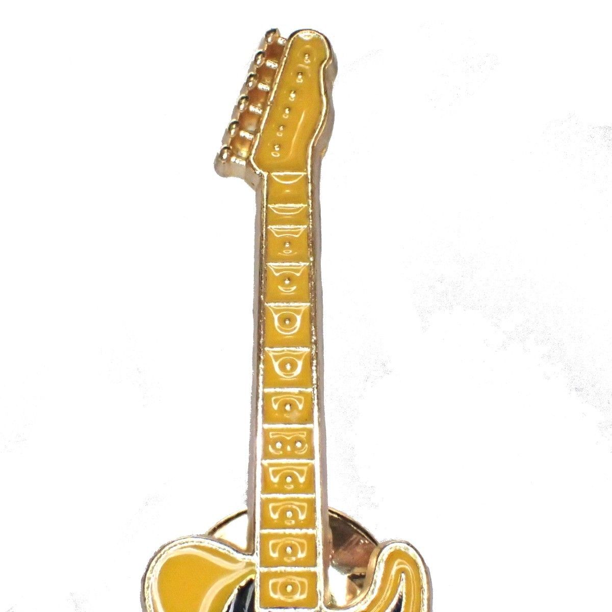 エレキギター　エナメル　ピンバッジ　ピンズ　バッジ　ピンブローチ　ブローチ　ラペルピン　黄色　イエロー
