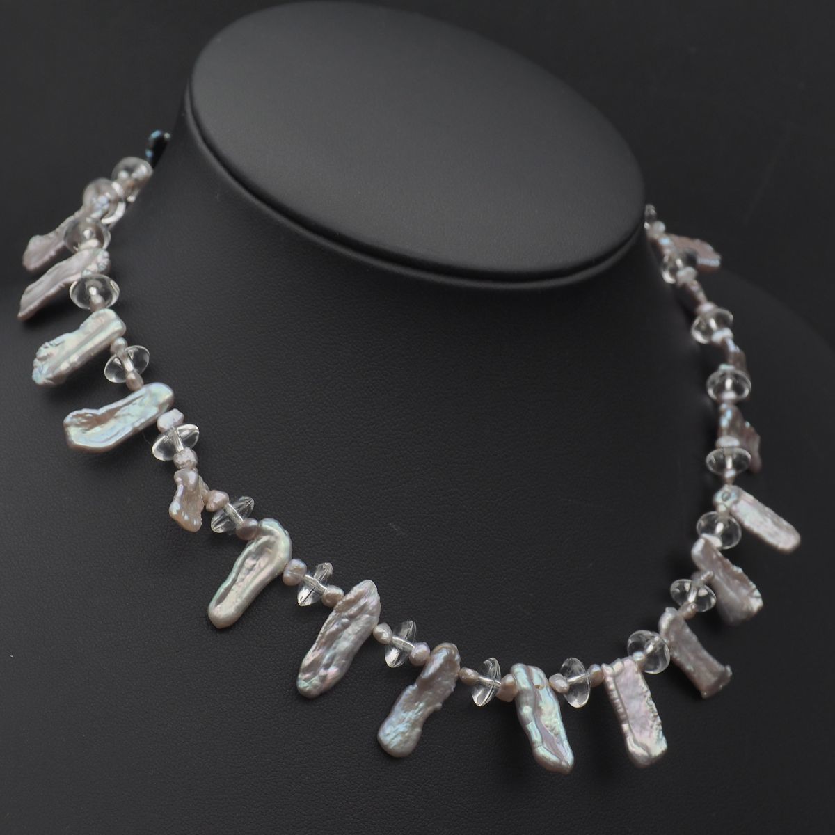高速配送 J27 6月誕生石 シルバー デザイン ネックレス 水晶 真珠