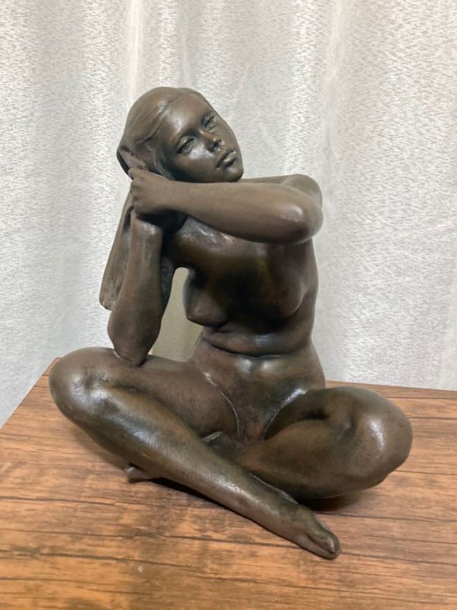 銅製 ブロンズ像 裸婦像 女性像 置物 オブジェ 在銘 細密彫刻