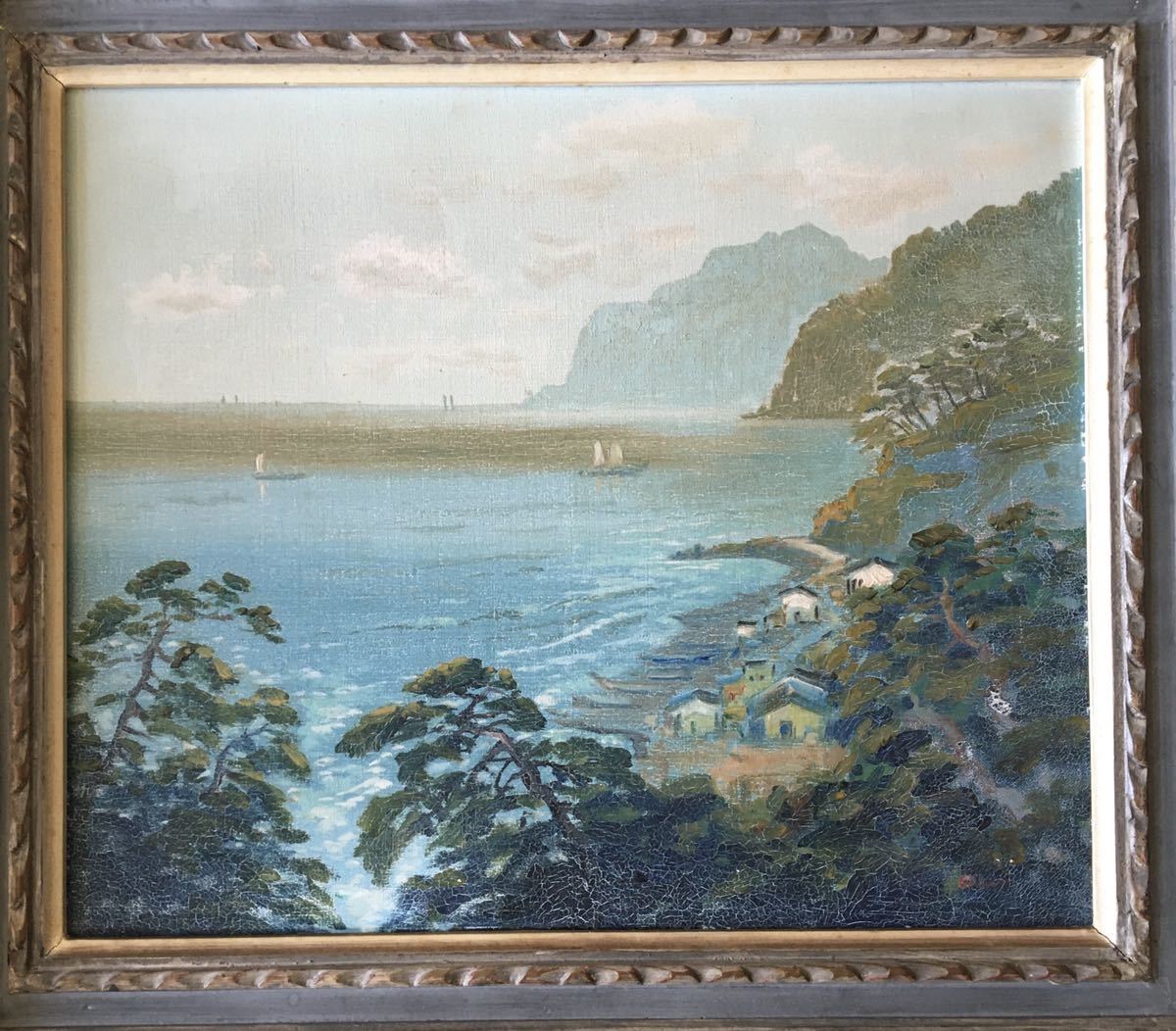 油絵「淡路島風景」サイン有り 油彩 額装 Gen 源作 油画 絵画 3-8 【_画像2