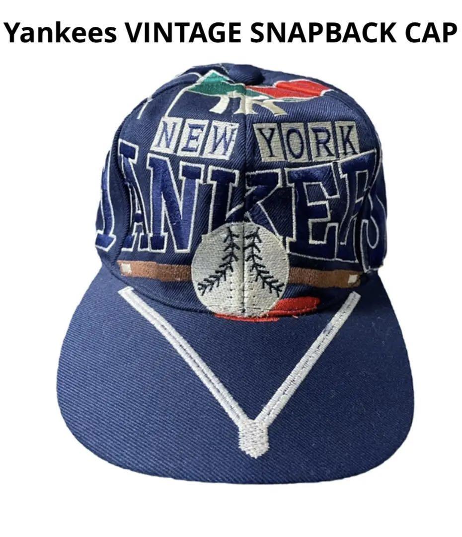 ★New York Yankees★ヤンキース vintage cap★ヴィンテージ キャップ★総 刺繍 激レア★スナップバック 帽子★snapback 古着★MLB★