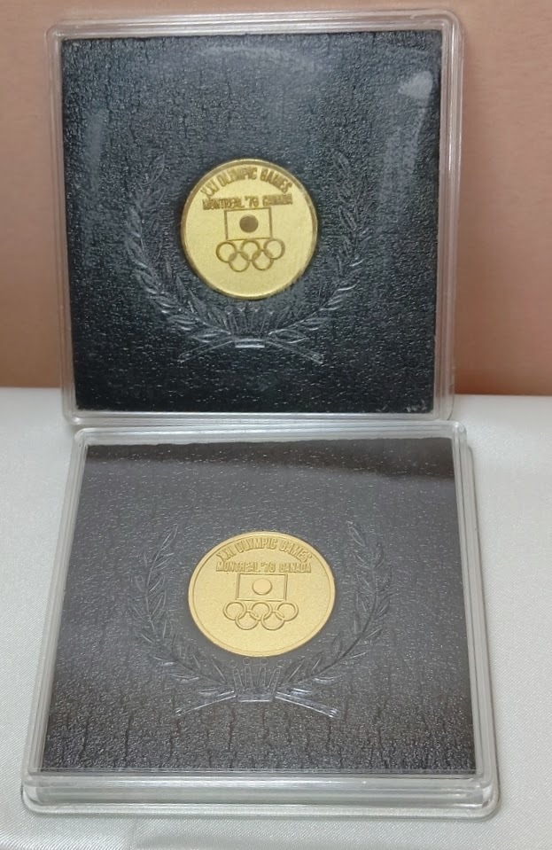 2個セット　モントリオールオリンピック　1976　参加　記念メダル　コイン　ケース付き　エラー？_画像3