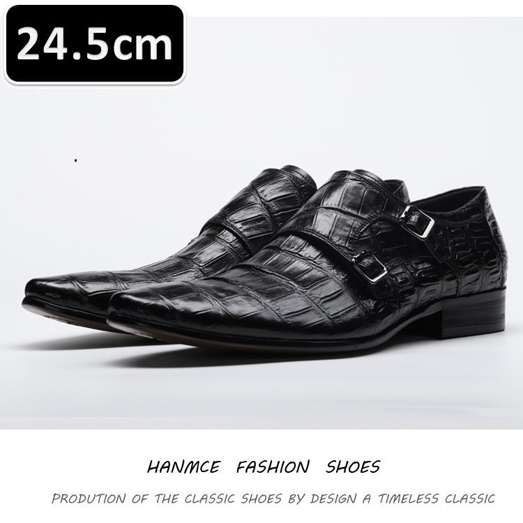 メンズ ビジネス レザー シューズ ブラック サイズ 24.5cm 革靴 靴 カジュアル 屈曲性 通勤 軽量 柔らかい 新品 【219】_画像1