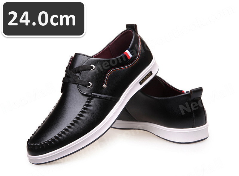 メンズ カジュアル スニーカー ブラック サイズ 24.0cm 革靴 靴 カジュアル 屈曲性 通勤 軽量 インポート品【n043】