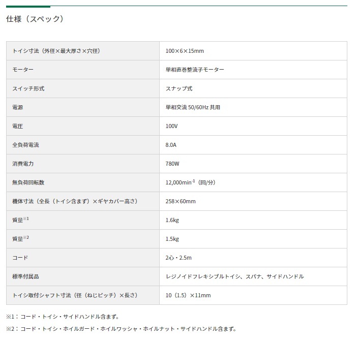 HiKOKI 電子ディスクグラインダ G10SP5 100V サイドハンドル付 砥石径100mm ハイコーキ 日立_画像5