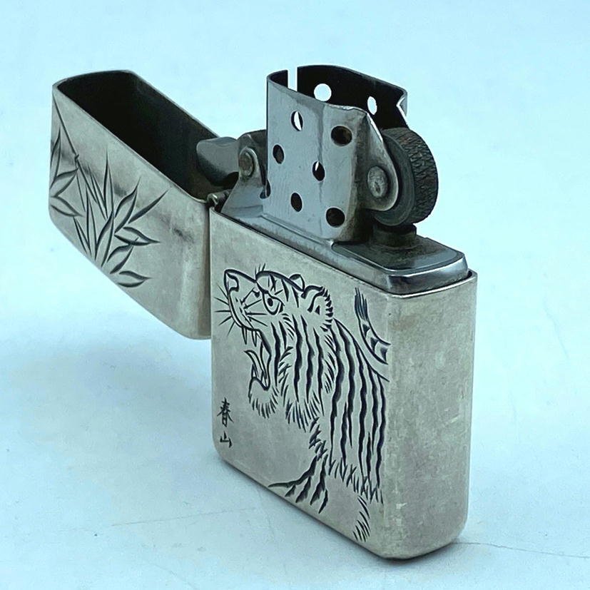 1円【一般中古】Zippo ジッポ/Zippo/2004/シルバーカラー/春山/虎/笹