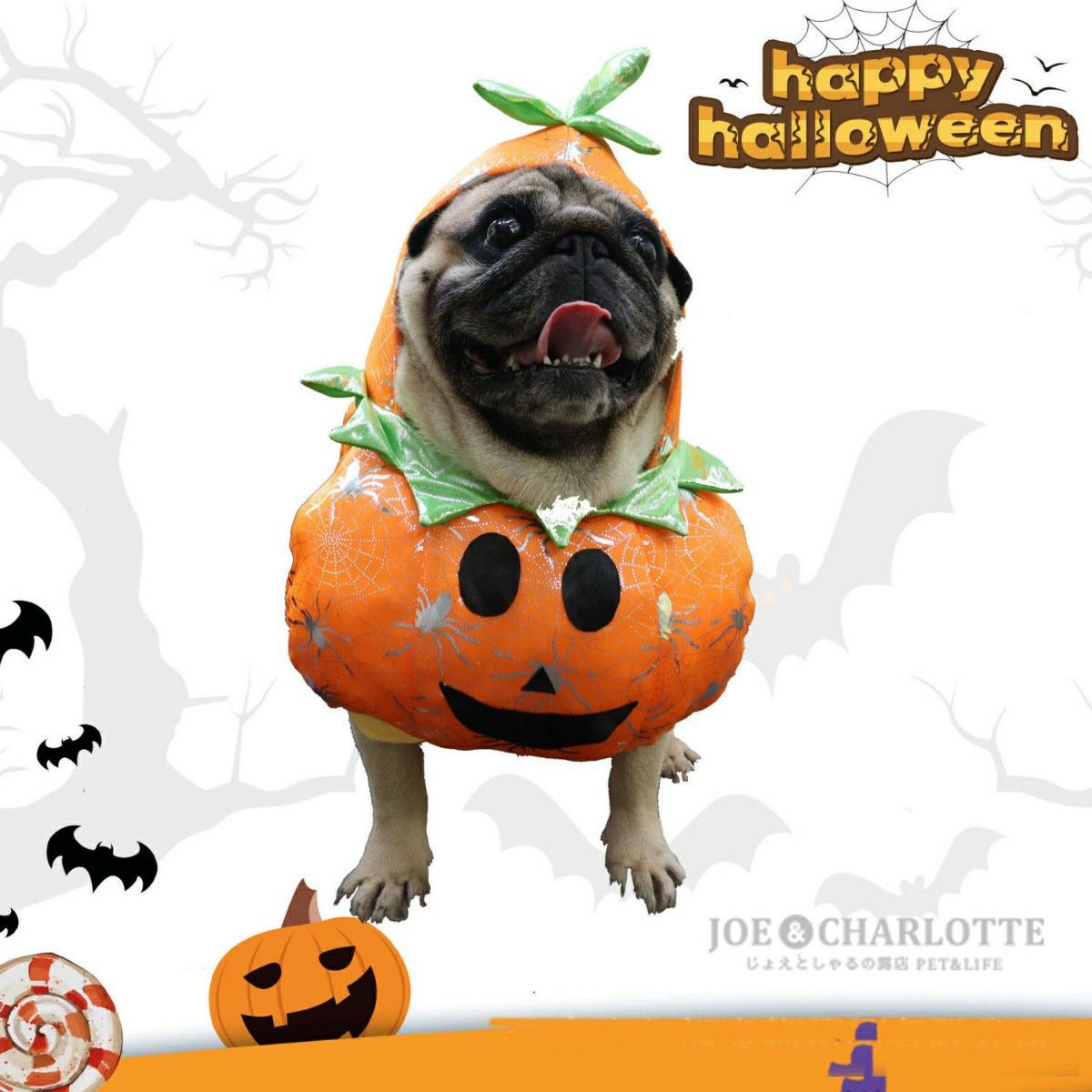 【L】ペット ハロウィン 犬 猫服 かぼちゃ仮装 犬 ドッグウェア コスプレ