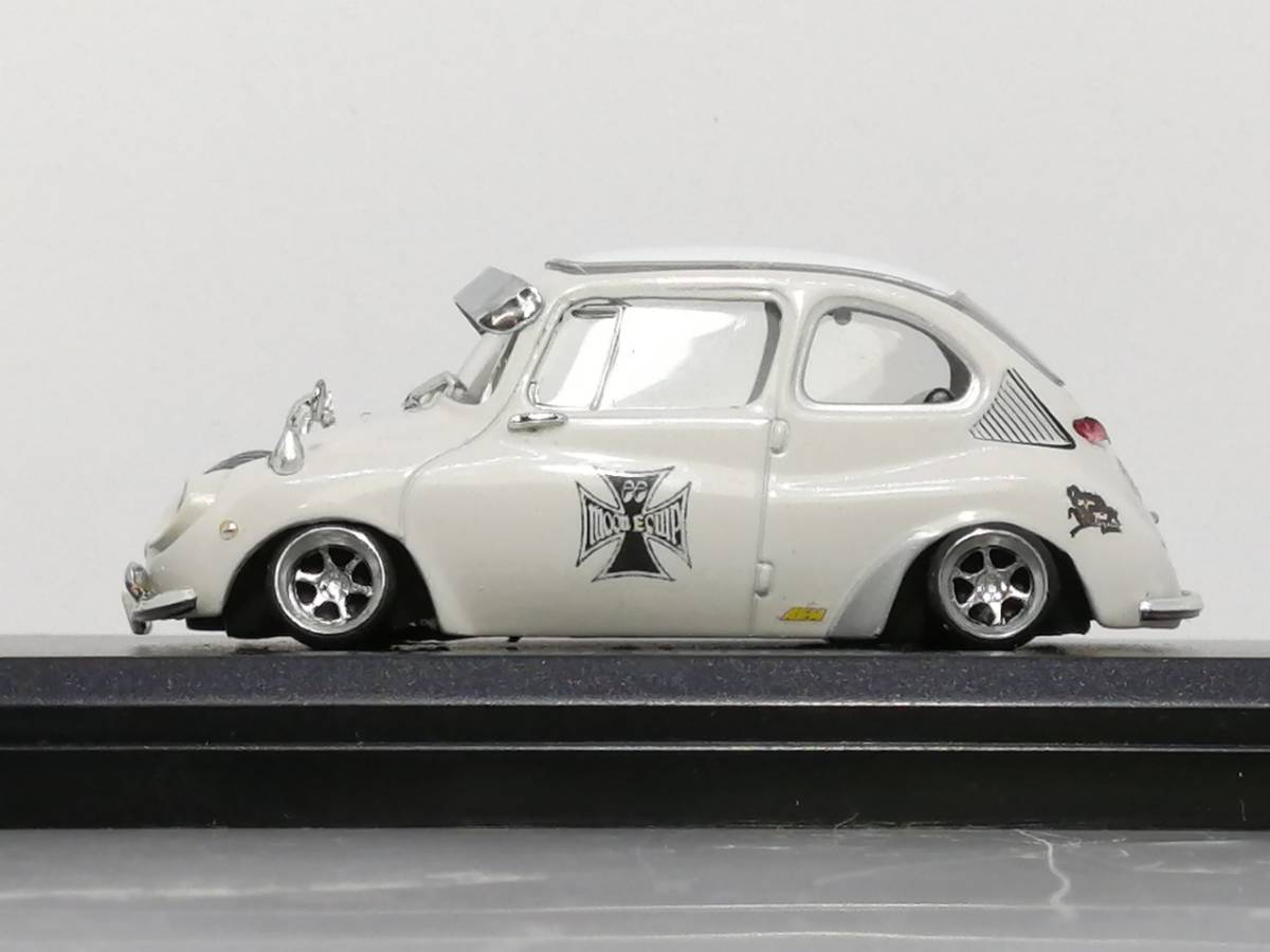 1/43 ノレブ Subaru 360 (1967) 改 アルミ 深リム ローダウン 改造 スバル360 ヤング Mooneyes デカール フロントバイザー カスタム _画像7