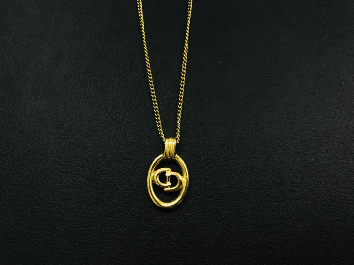 G2801 Christian Dior ディオール CD ロゴ ネックレス ペンダントトップ ゴールド ジャンク扱い