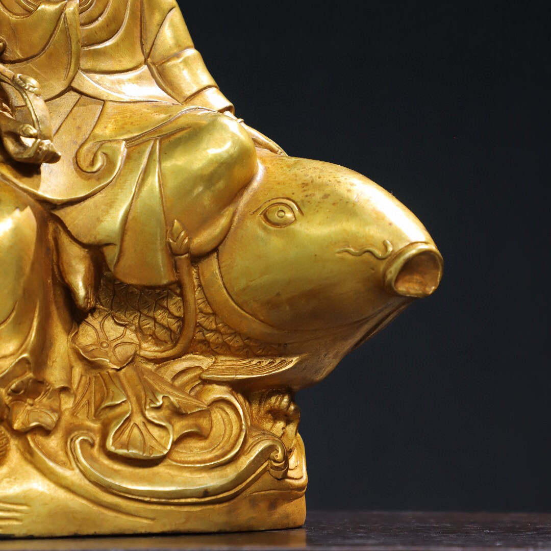 ▽鴻▽ 銅製 塗金 靜思觀音像 置物 古賞物 中国古玩 中国古美術-