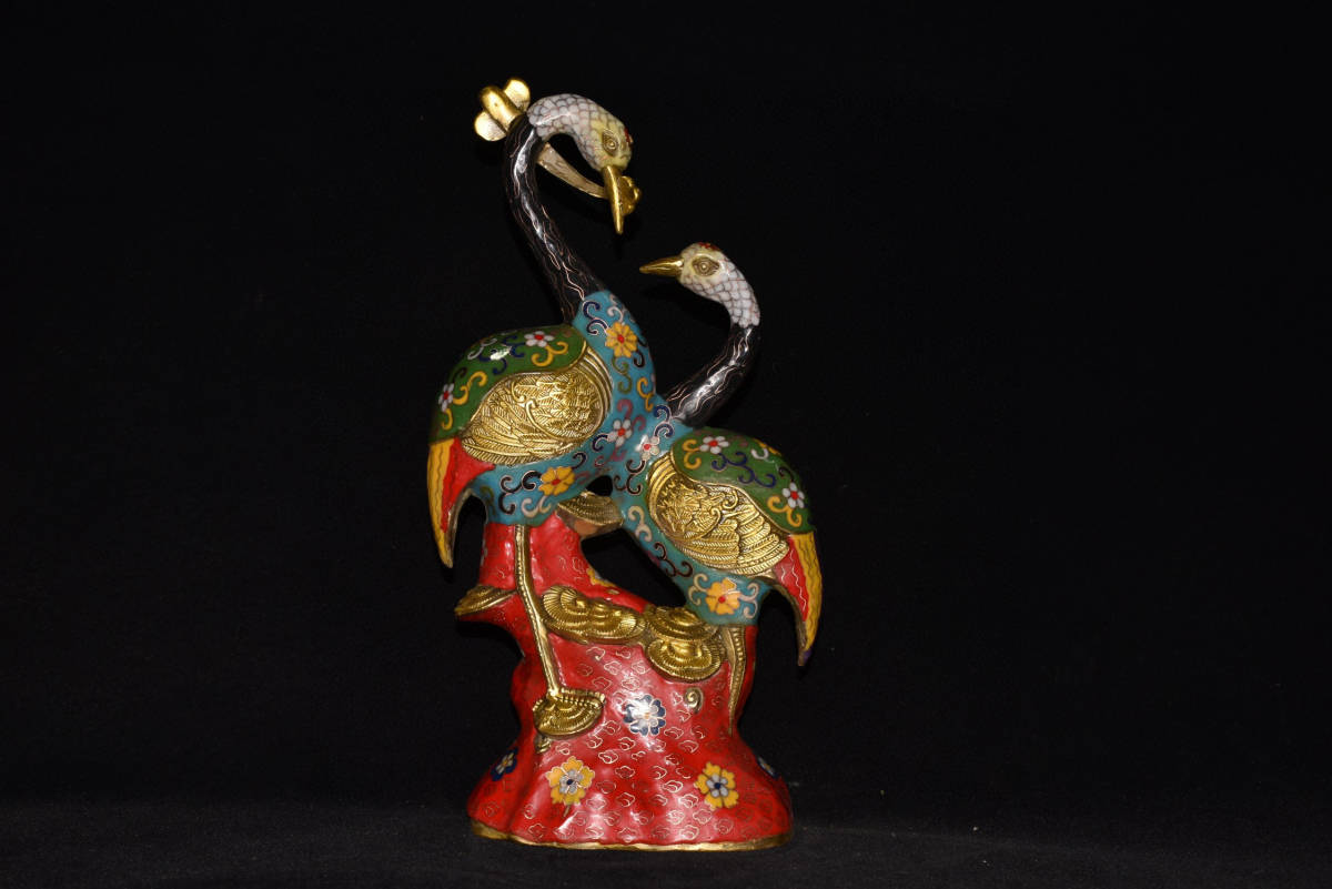 ▽鴻▽ 銅製 景泰藍 琺瑯彩 百年好合 置物 古賞物 中国古玩 中国古美術