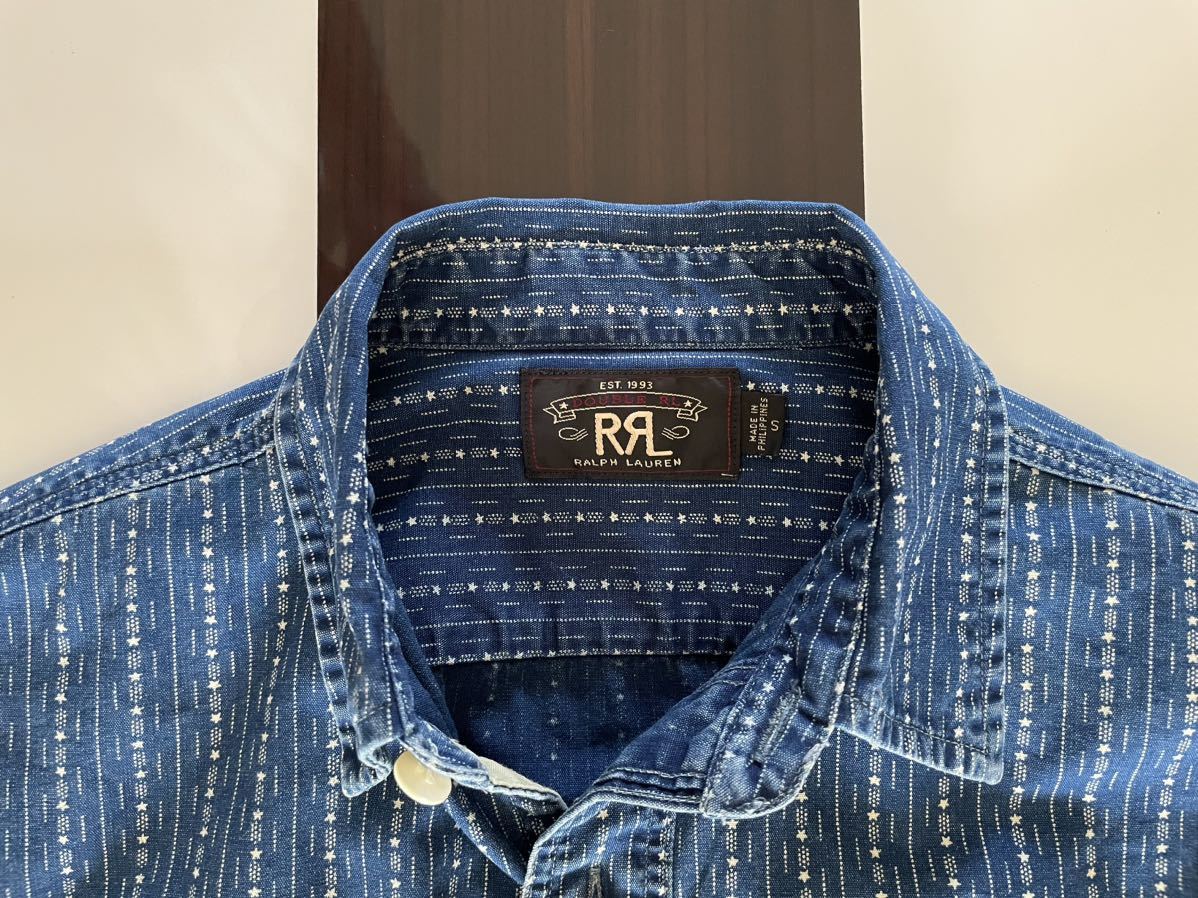 【傑作】美品 RRL INDIGO STAR STRIPE SHIRTインディゴ スター ストライプ シャツ_画像3