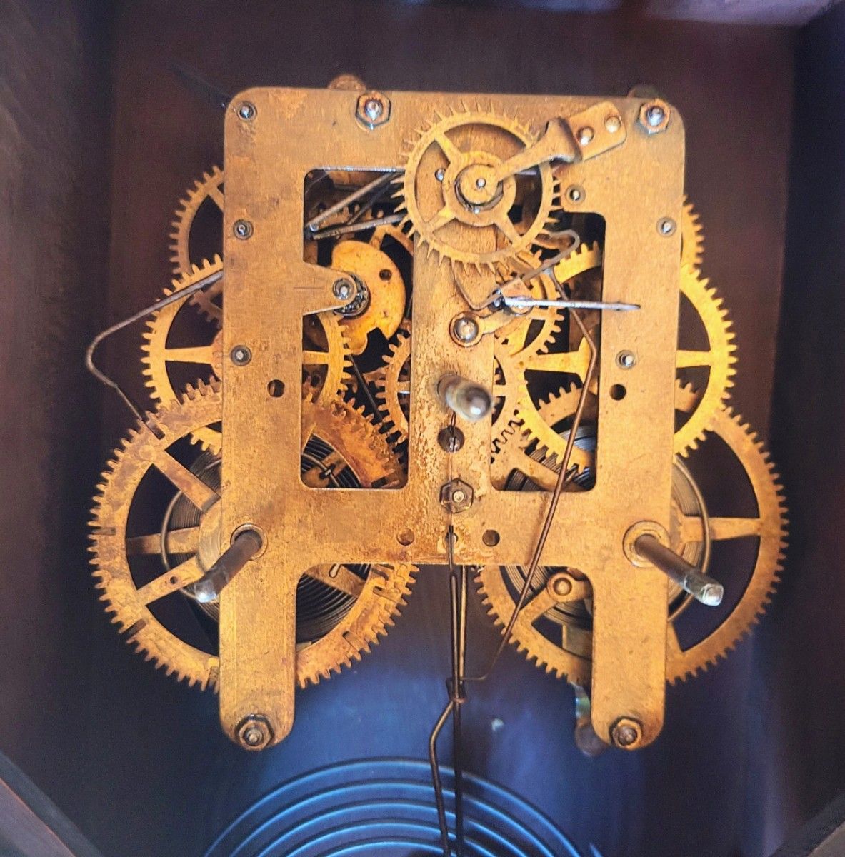〈完動・美品〉日本時計　八吋八角合長ゼンマイ振り子時計　アンティーク古時計　ボンボン時計　 柱時計