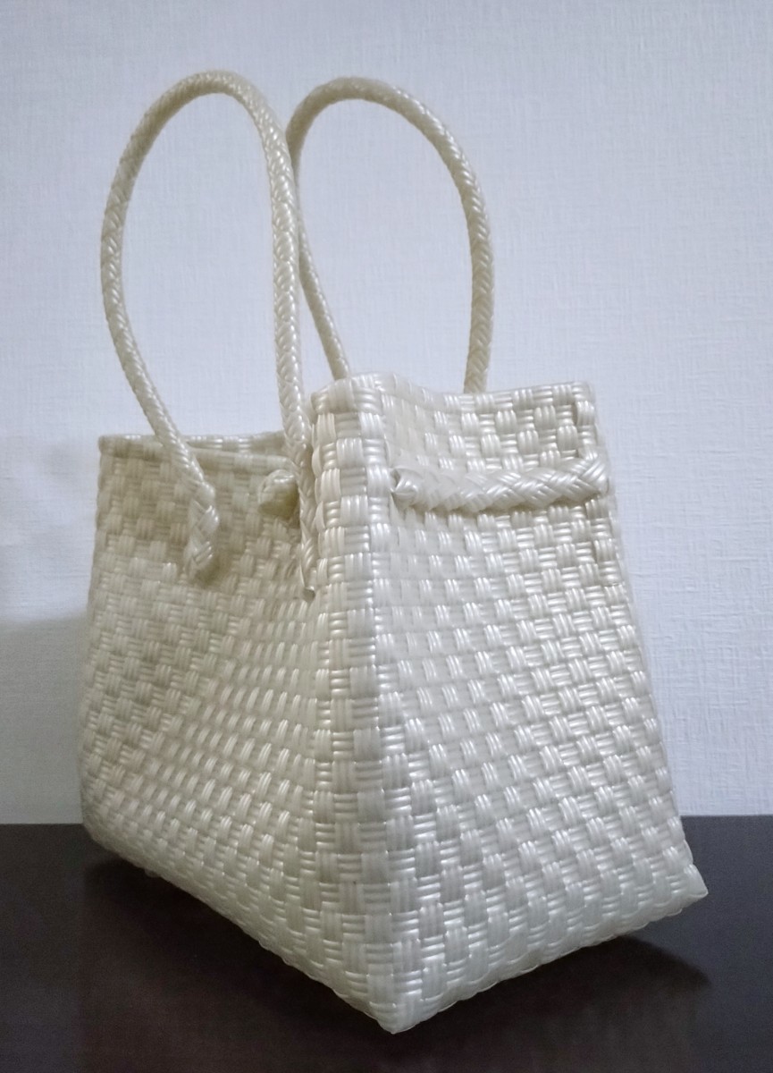  pra basket me LUKA do tote bag basket bag hand-knitted hand made light weight pearl rare color 