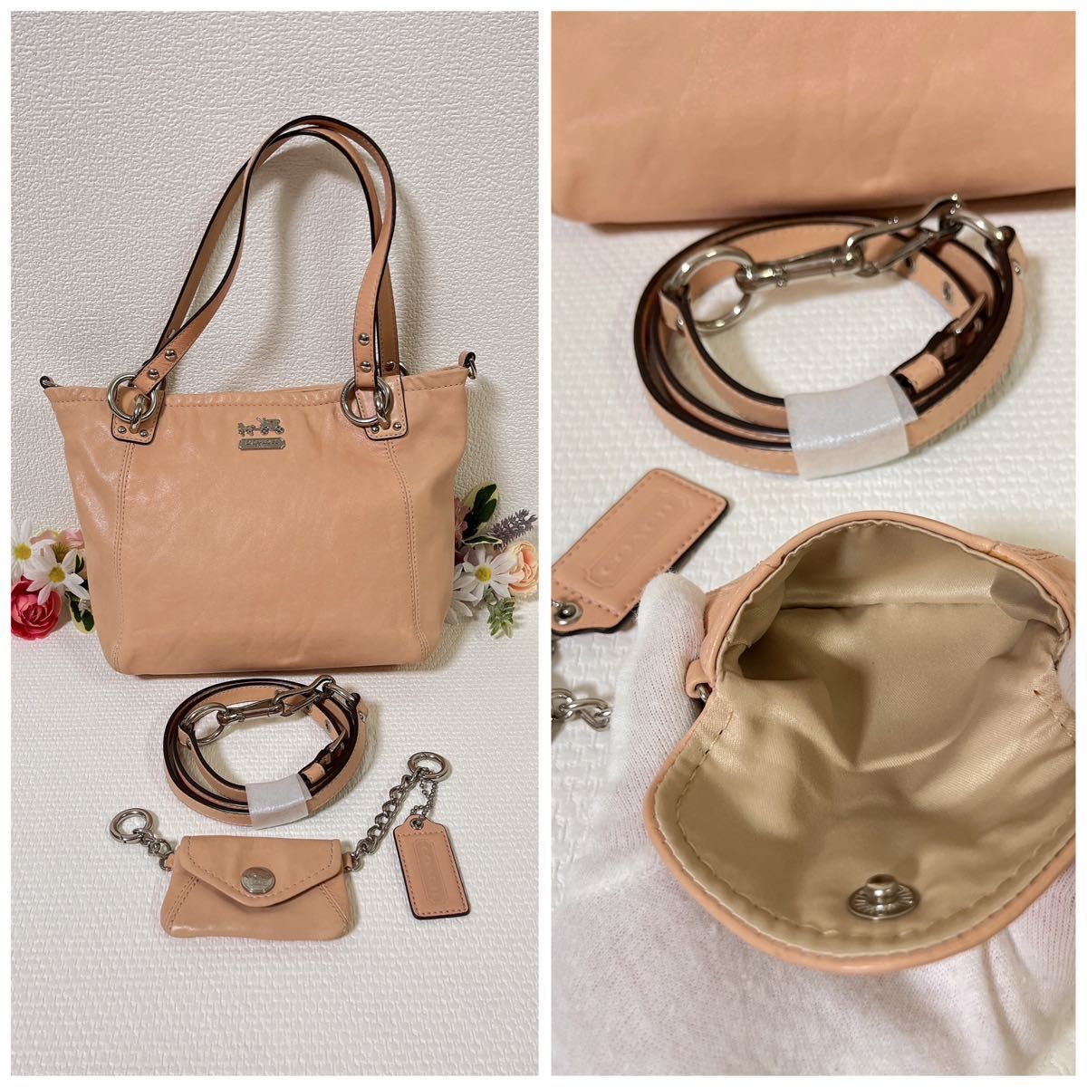 美品★COACH コーチ ショルダーバッグ 2way ハンドバッグ 斜め掛け 肩掛け 14829 ピンク系 レザー 