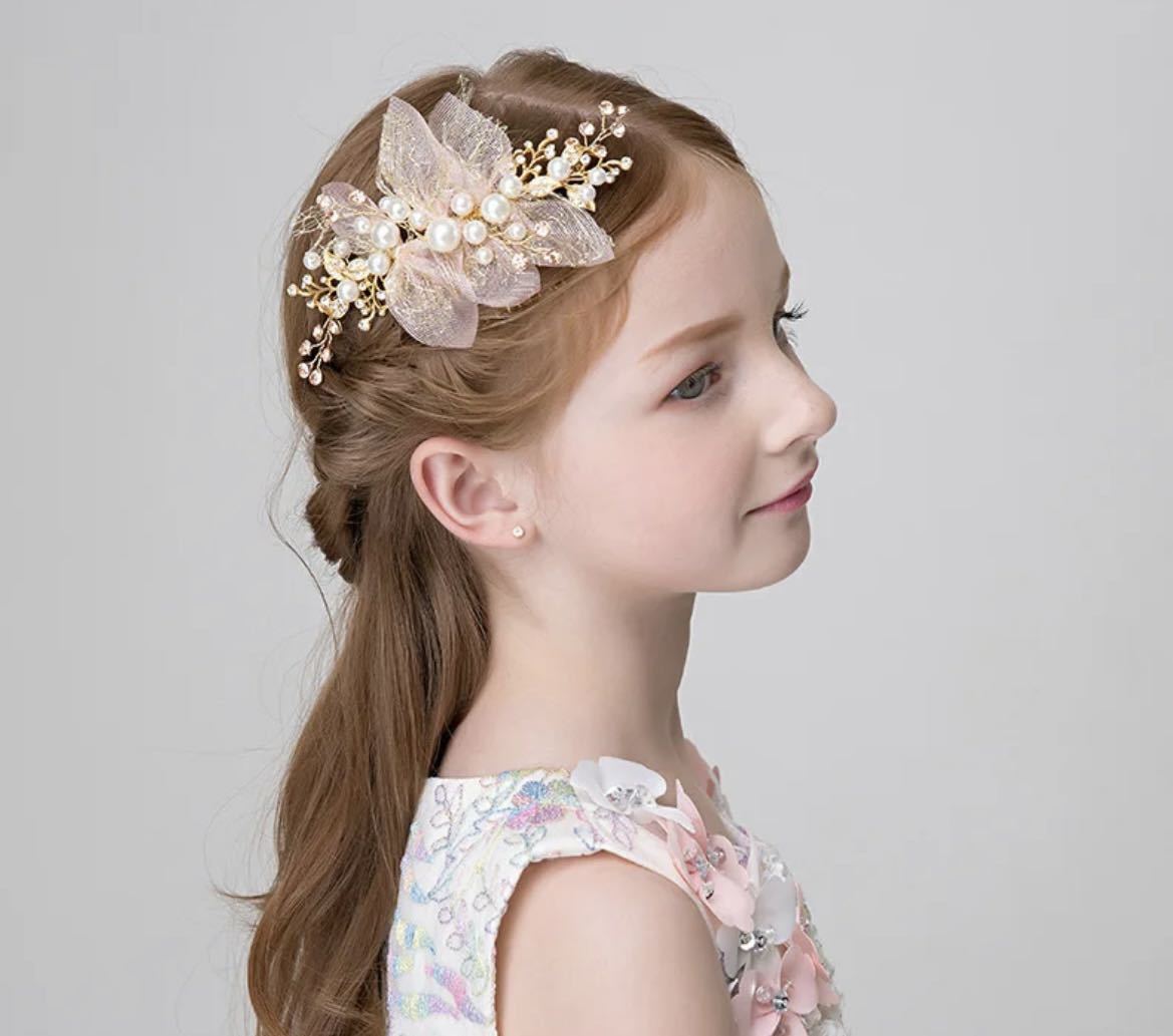  free shipping * formal hair ornament * hair accessory pearl wedding for children hair ornament Kids wedding rhinestone piano presentation 