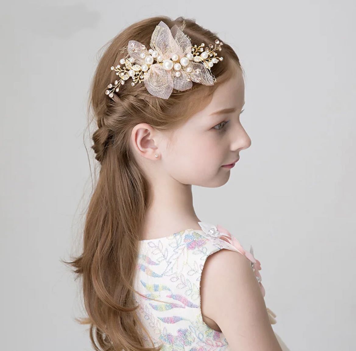  free shipping * formal hair ornament * hair accessory pearl wedding for children hair ornament Kids wedding rhinestone piano presentation 