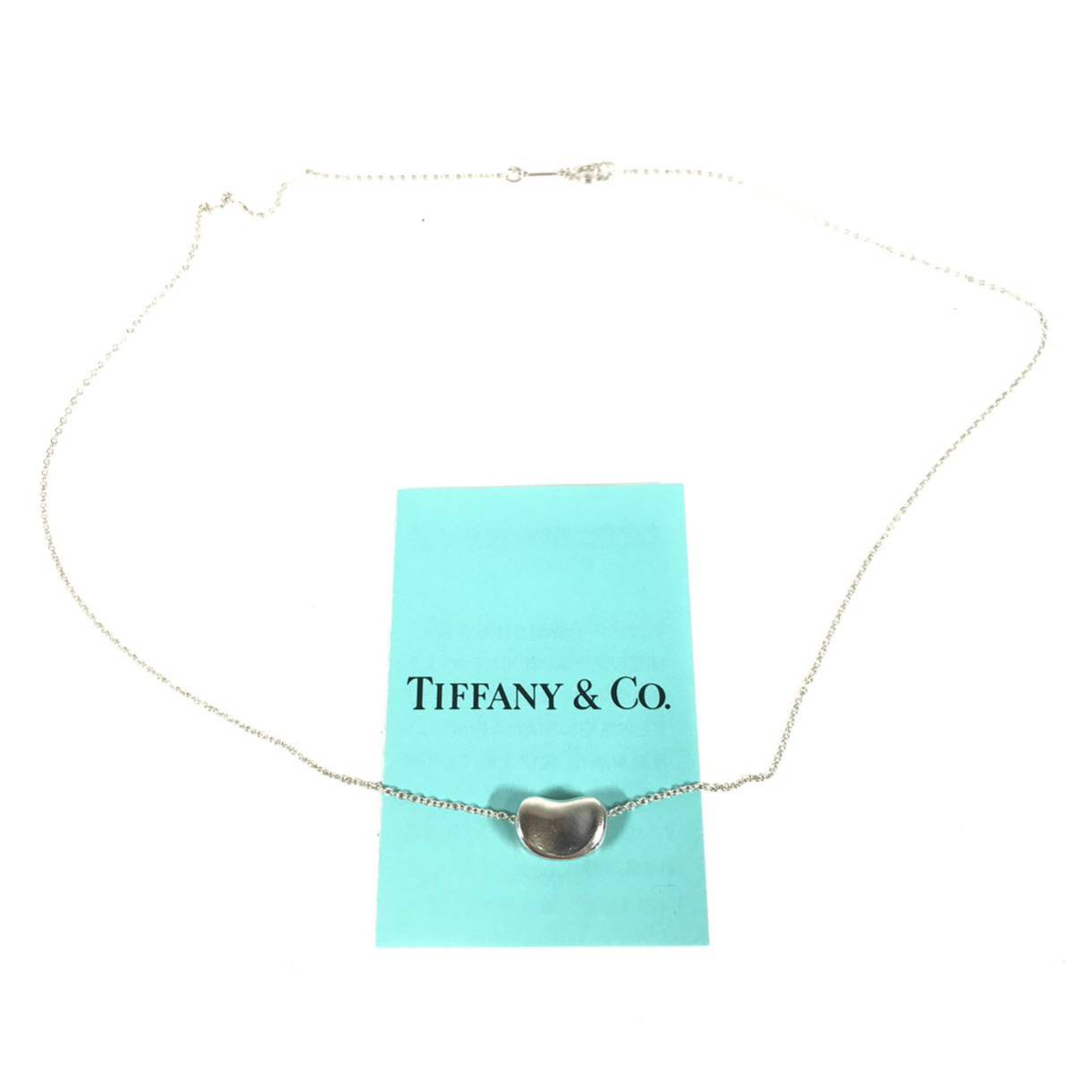 【ティファニー】本物 TIFFANY&Co. ネックレス ビーン スターリングシルバー 全長41cm トップ幅1.2cm 女性用 レディース 送料370円_画像1