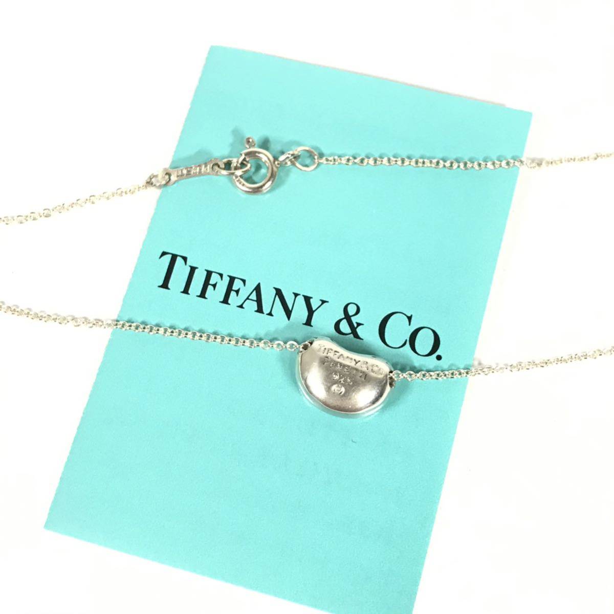 美品【ティファニー】本物 TIFFANY&Co. ネックレス ビーン シルバー925 全長41cm トップ幅1cm 女性用 レディース アクセサリー 送料370円_画像3