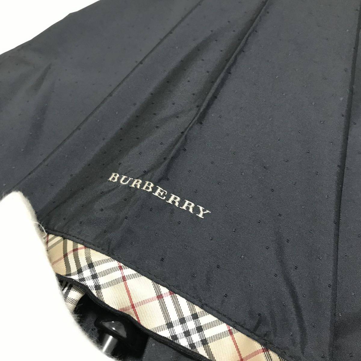 【バーバリー】本物 BURBERRY 傘 チェック柄 ドット模様 全長84cm 晴雨兼用 雨傘 アンブレラ 雨傘 日傘 長傘 メンズ レディース_画像9