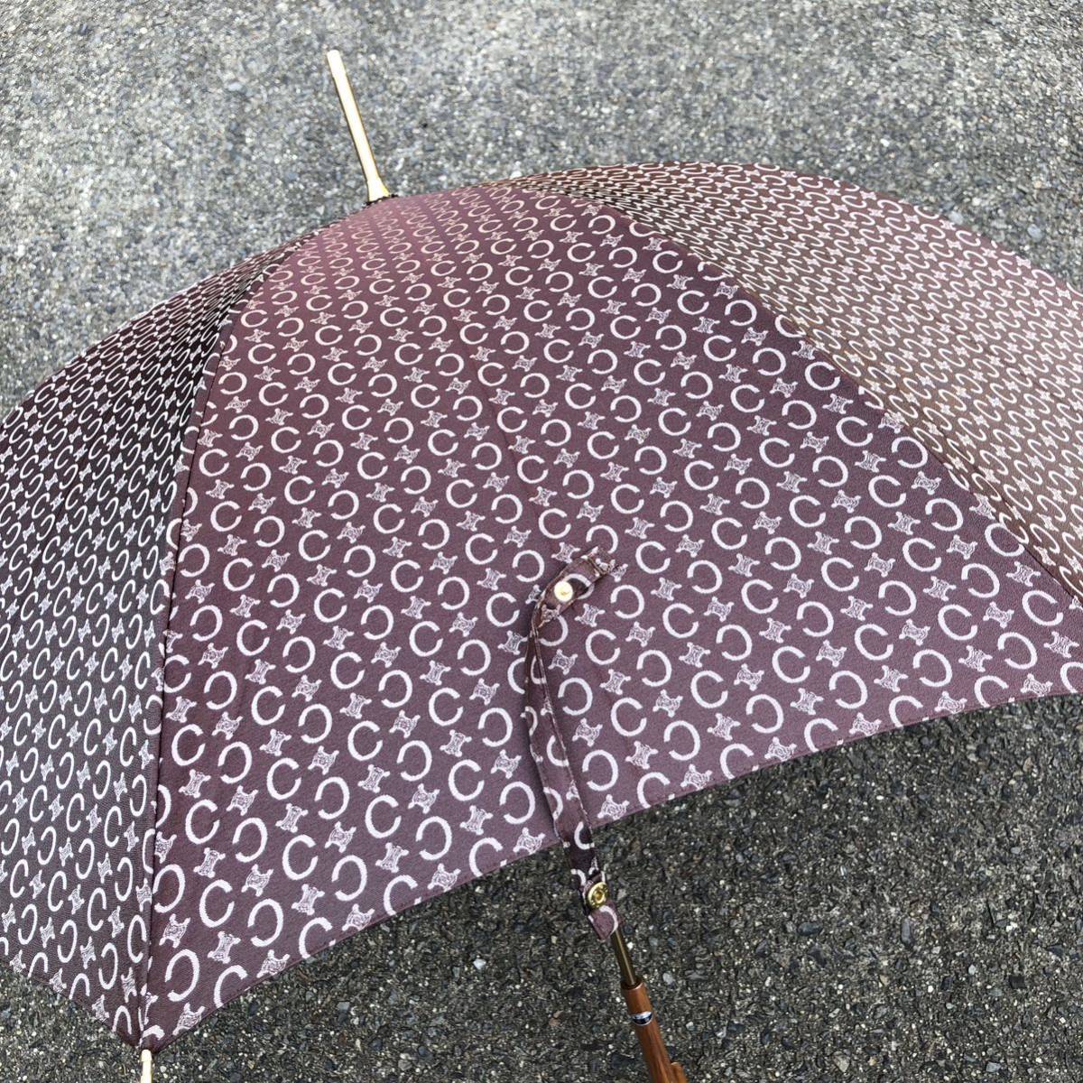 未使用品【セリーヌ】本物 CELINE 傘 マカダム柄 C模様 全長92cm 雨傘 アンブレラ 雨具 長傘 メンズ レディース カバー付き_画像6