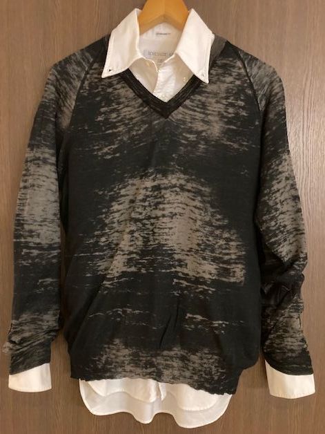 美品 09SS Martin Margiela 10 マルタン マルジェラ 10 ここのえ ブリーチ コットン ニット 黒 S セーター カットソー ロンT