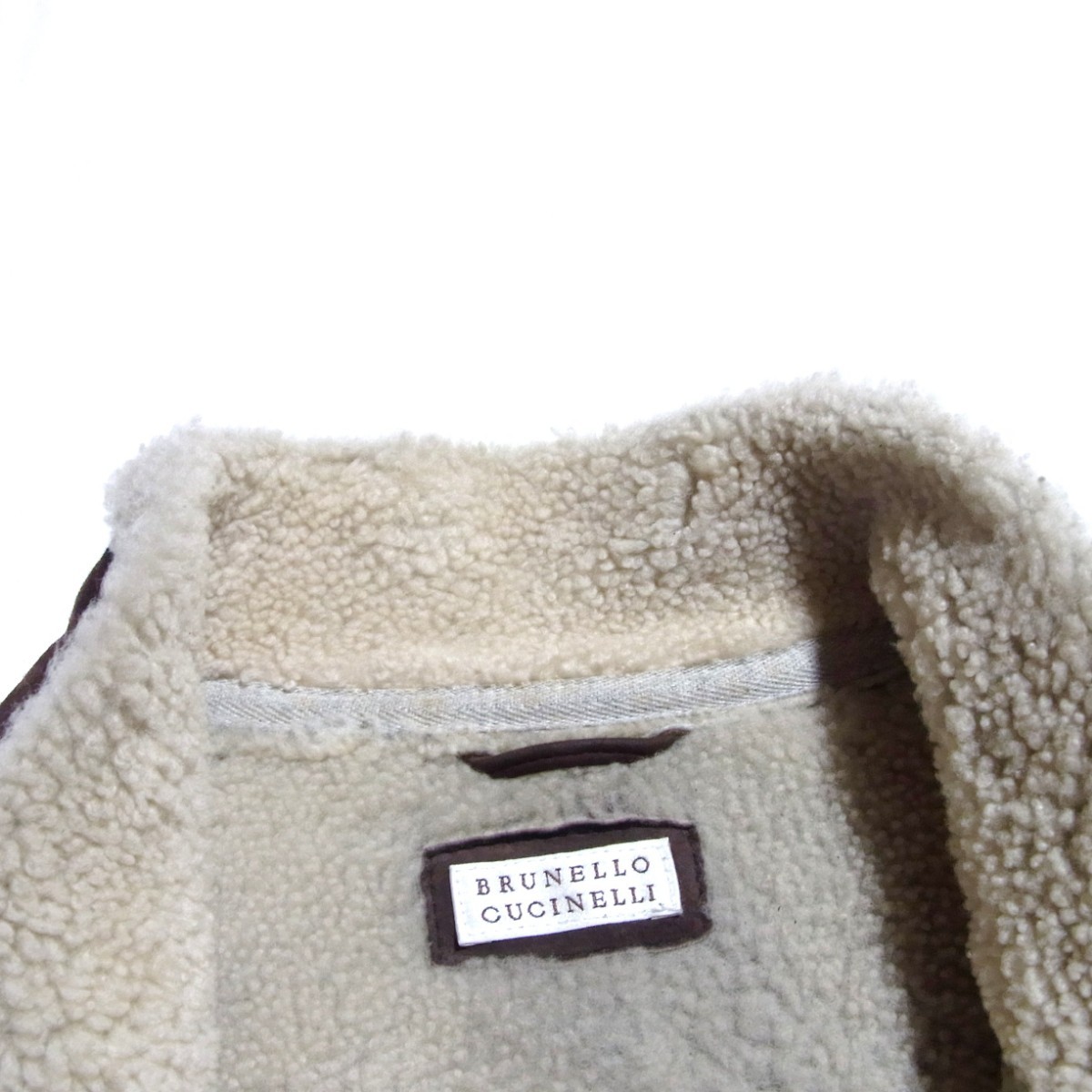 BRUNELLO CUCINELLI ブルネロクチネリ ムートン レザー ジャケット ライダース S ブラウン_画像9