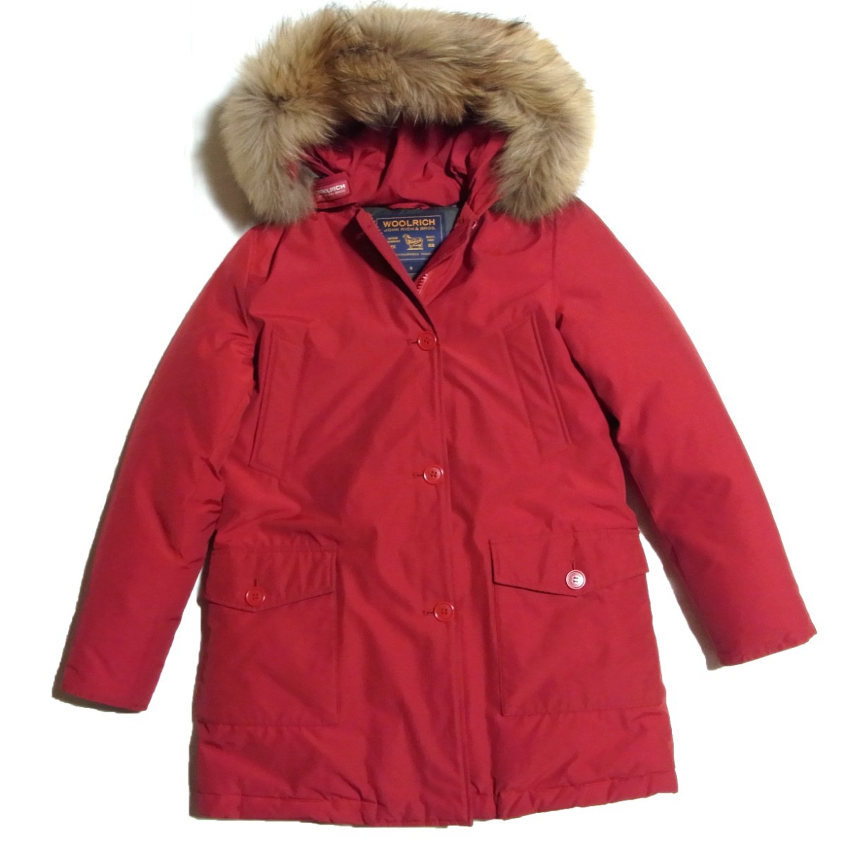 レディース WOOLRICH ウールリッチ ARCTIC PARKA アークティック パーカー ファー ダウン ジャケット S 赤 レッド  1602176