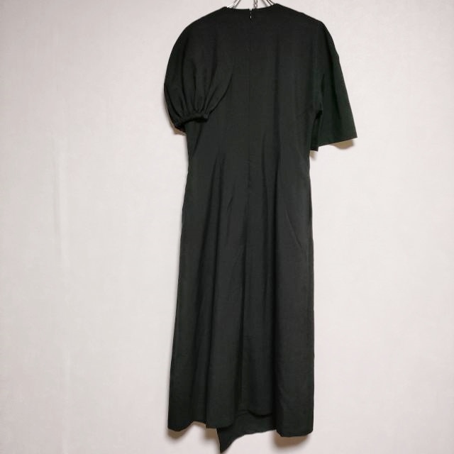 AKIRA NAKA Morgane wool dress ドローコード アシンメトリー ワンピース ブラック アキラナカ 3-1015S 225314_画像2