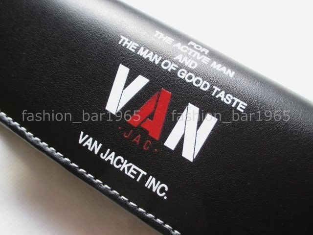  rare *VAN JAC Van ja Kett * brand Logo motif glasses case * cow leather glasses case black / ivy 70\'sa- kai vu series 