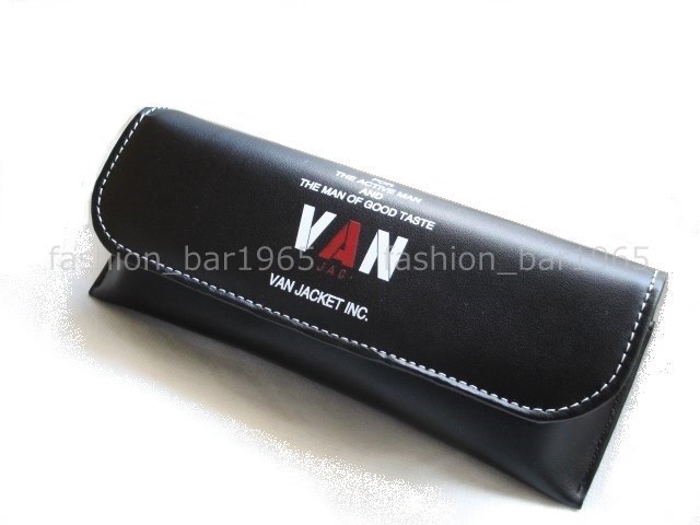  rare *VAN JAC Van ja Kett * brand Logo motif glasses case * cow leather glasses case black / ivy 70\'sa- kai vu series 