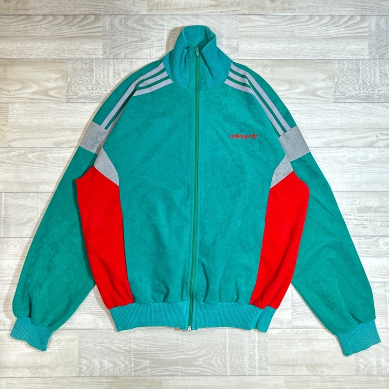 adidas/アディダス/70s/フランス製/VENTEX社製/配色切り替えトラックジャケット/モールスキン調生地/ジャージ/ビンテージ/万国旗_画像1