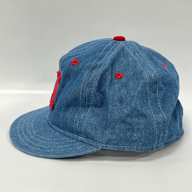 EBBETS FIELD FLANNELS/エベッツフィールド フランネルズ/USA製/シャンブレー ベースボールキャップ/イニシャルフェルトワッペン/ 7 3/8_画像3