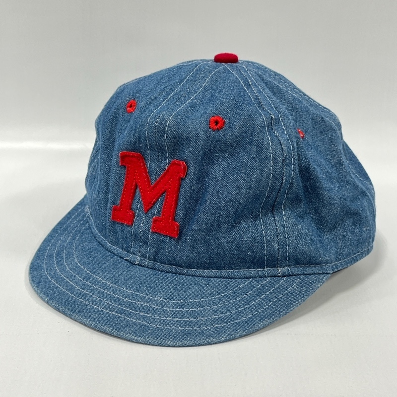 EBBETS FIELD FLANNELS/エベッツフィールド フランネルズ/USA製/シャンブレー ベースボールキャップ/イニシャルフェルトワッペン/ 7 3/8_画像1