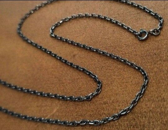 燻しあずきロールチェーン S925  ネックレス メンズ ヴィンテージ 50cm  SILVER  CHAIN