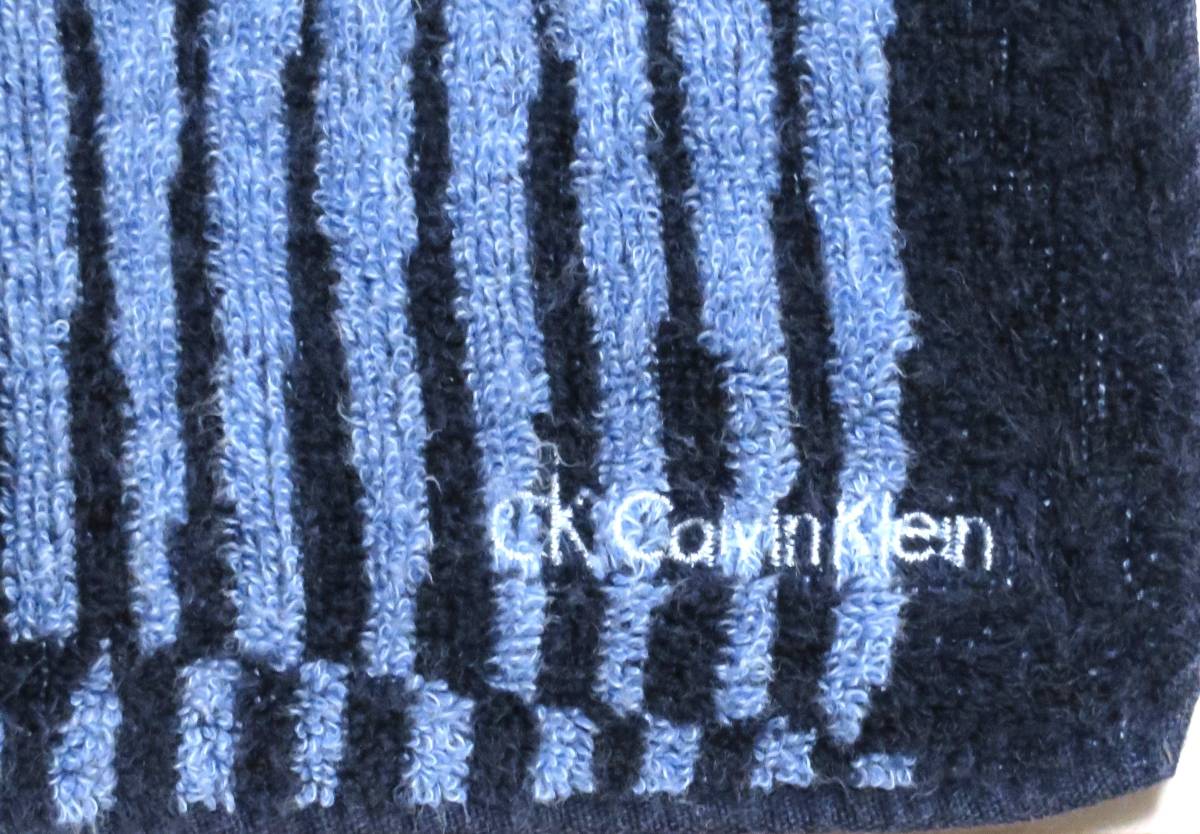 カルバンクライン Calvin Klein タオルハンカチ ネイビー/ブルー 縞模様 斜めストライプ 使用品 サイズ写真参照 同梱不可_画像3