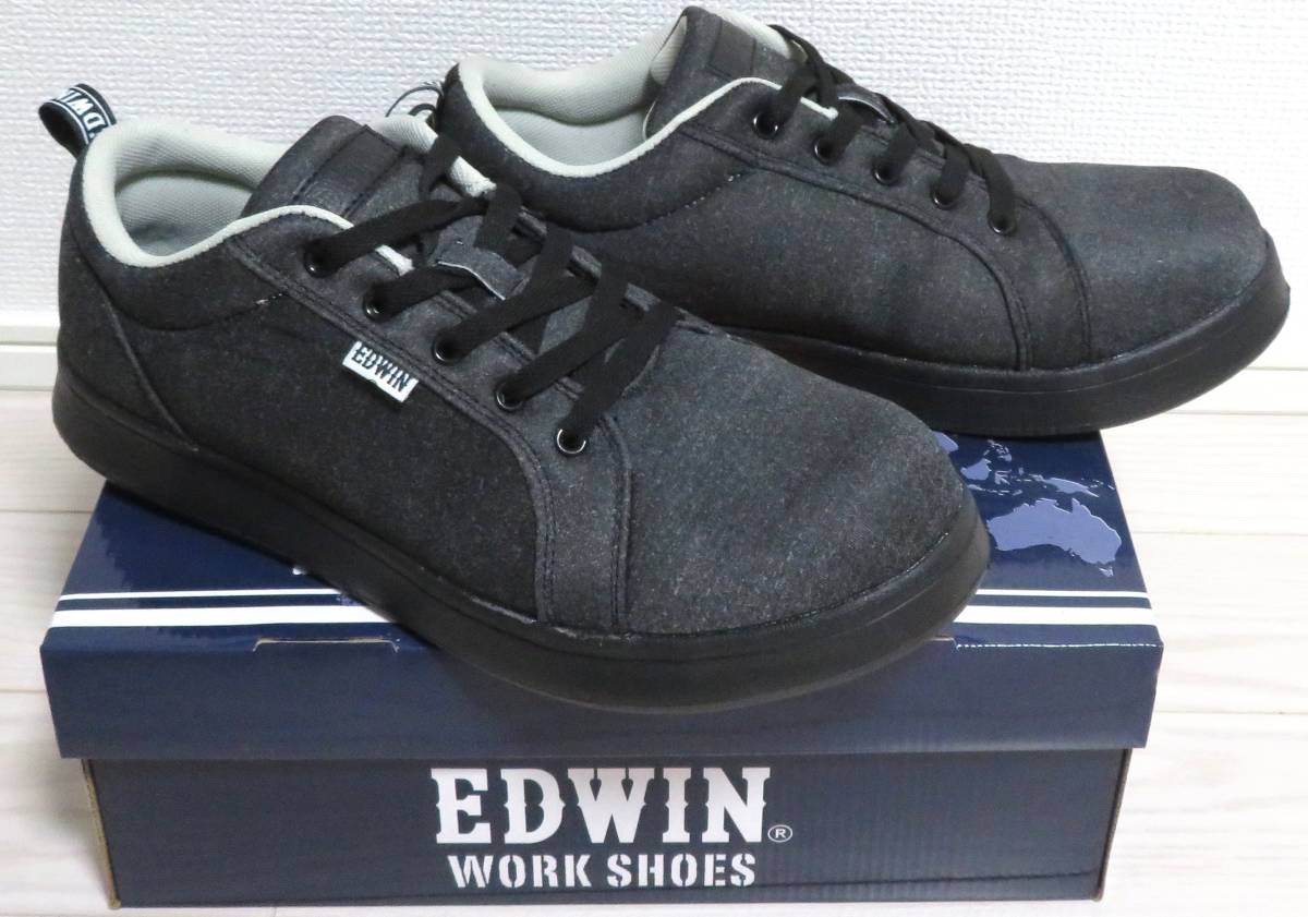 EDWIN 安全靴 エドウィン 軽作業靴 ESM260 ブラック 黒 27cm 樹脂先芯 セーフティーシューズ 紐 1回使用 撥水スプレー塗布済 美品 同梱不可_画像7