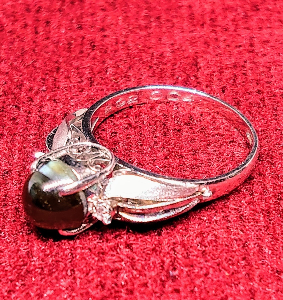 780【4.52g】12.5号 2.92ct Pm850 D0.04 クリソベルキャッツアイ ダイヤモンドリング プラチナ 指輪 刻印 金緑石レディースアクセサリー