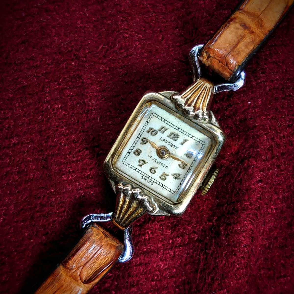 ハミルトン ダイヤモンド4個 14K 金無垢 手巻き 腕時計 レディース 14金-