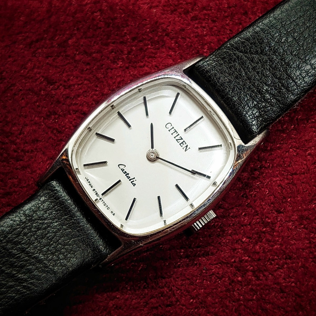 A35【動作品】CITIZEN Castalia WGP 6750 手巻き レディース腕時計 ビンテージ シチズン カスタリア アナログ ウォッチ シルバー×白文字盤_画像1