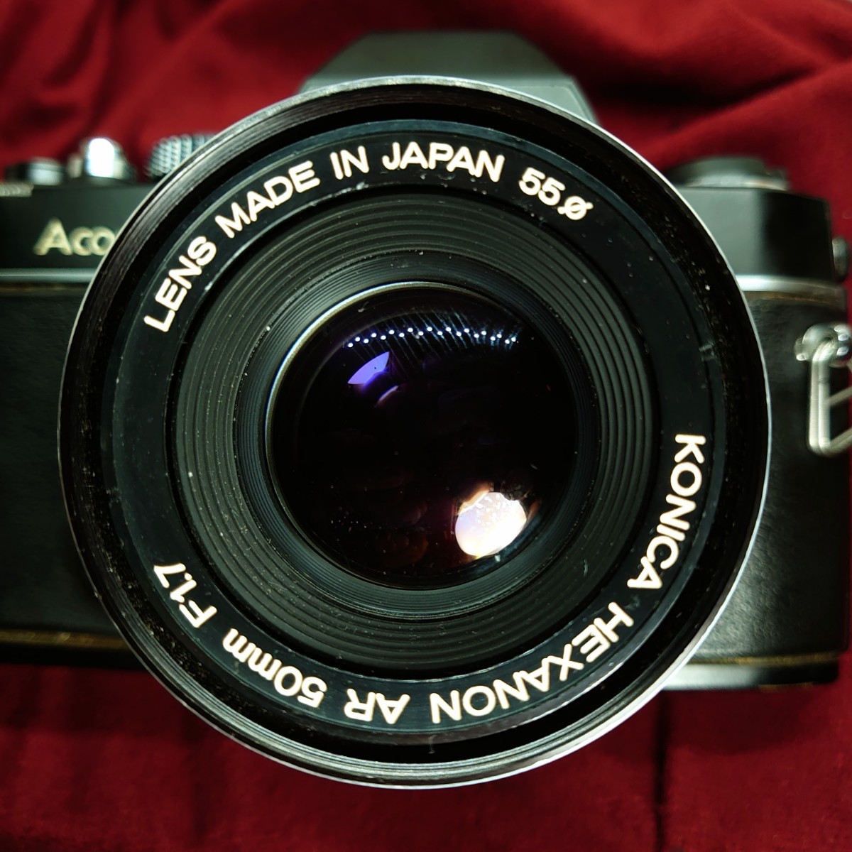 A46【シャッターOK】KONICA ACOM-1 レンズ交換式一眼レフフィルムカメラ ブラック ボディ コニカ HEXANON AR LENS F:1.7 50mm 昭和レトロの画像2