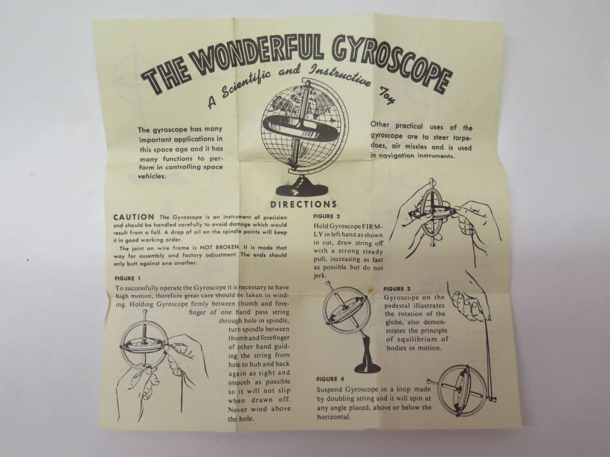 Vintage THE WONDERFUL GYROSCOPE one da full Gyro scope koma spinner chemistry . pressure education toy 