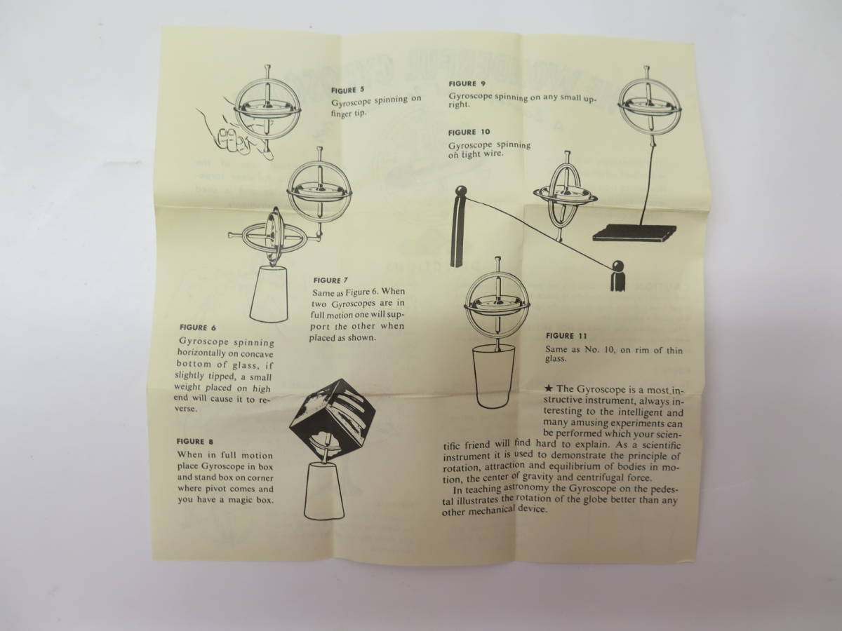  Vintage THE WONDERFUL GYROSCOPE one da full Gyro scope koma spinner chemistry . pressure education toy 