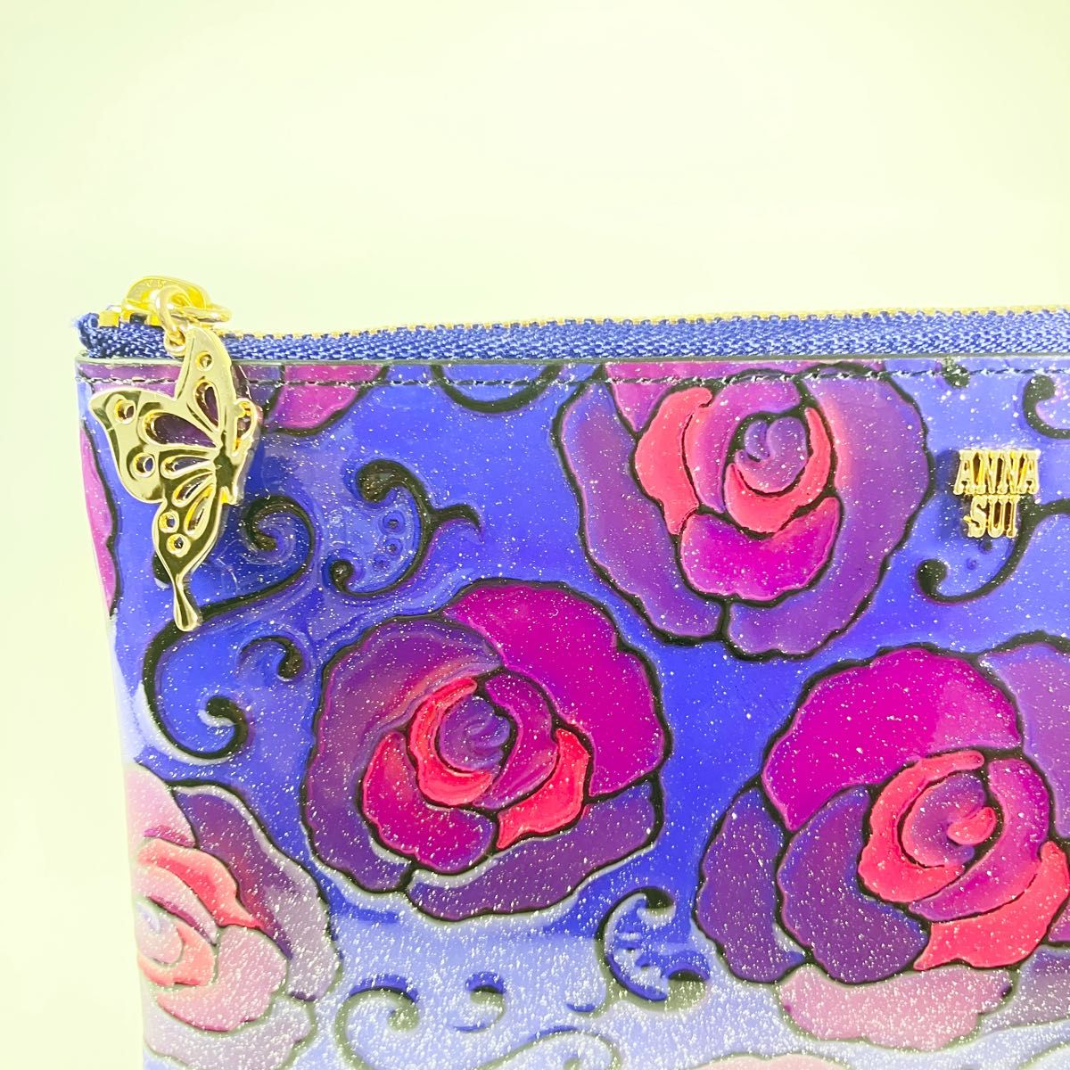 ANNA SUI（アナスイ） マジカルローズ Lファスナー薄マチ長財布 ネイビー 長財布 L字ファスナー