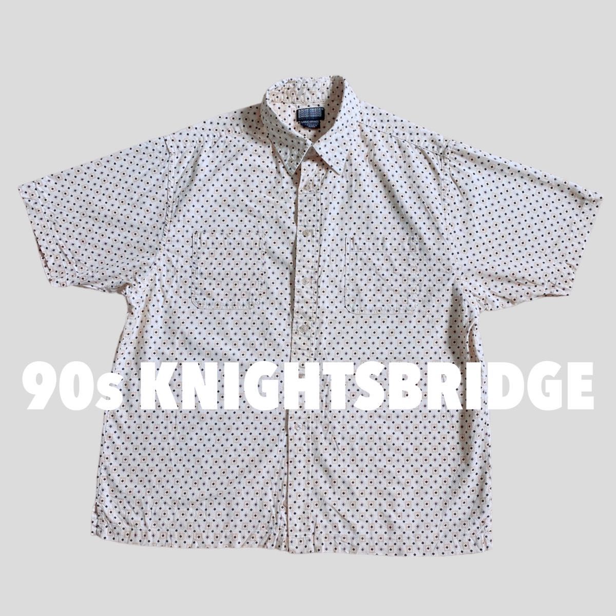 【状態◎】90s KNIGHTSBRIDGE 総柄 シャツ 古着 ビンテージ 半袖 ヴィンテージ 柄シャツ 80s 70s 