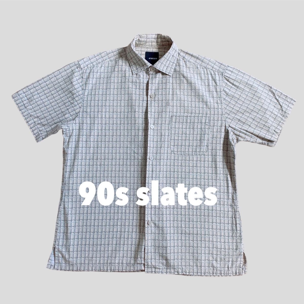 【状態◎】90s slates 総柄 シャツ 古着 ビンテージ 半袖 サイズL ヴィンテージ 柄シャツ 80s 70s 60s 